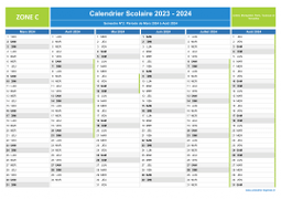 Calendrier scolaire 2023-2024 - Zone C à imprimer - 2nd semestre