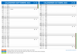 Calendrier scolaire pour Septembre et Octobre 2023 paysage 2