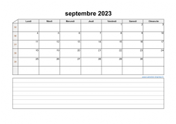 Calendrier septembre 2023 modele 07