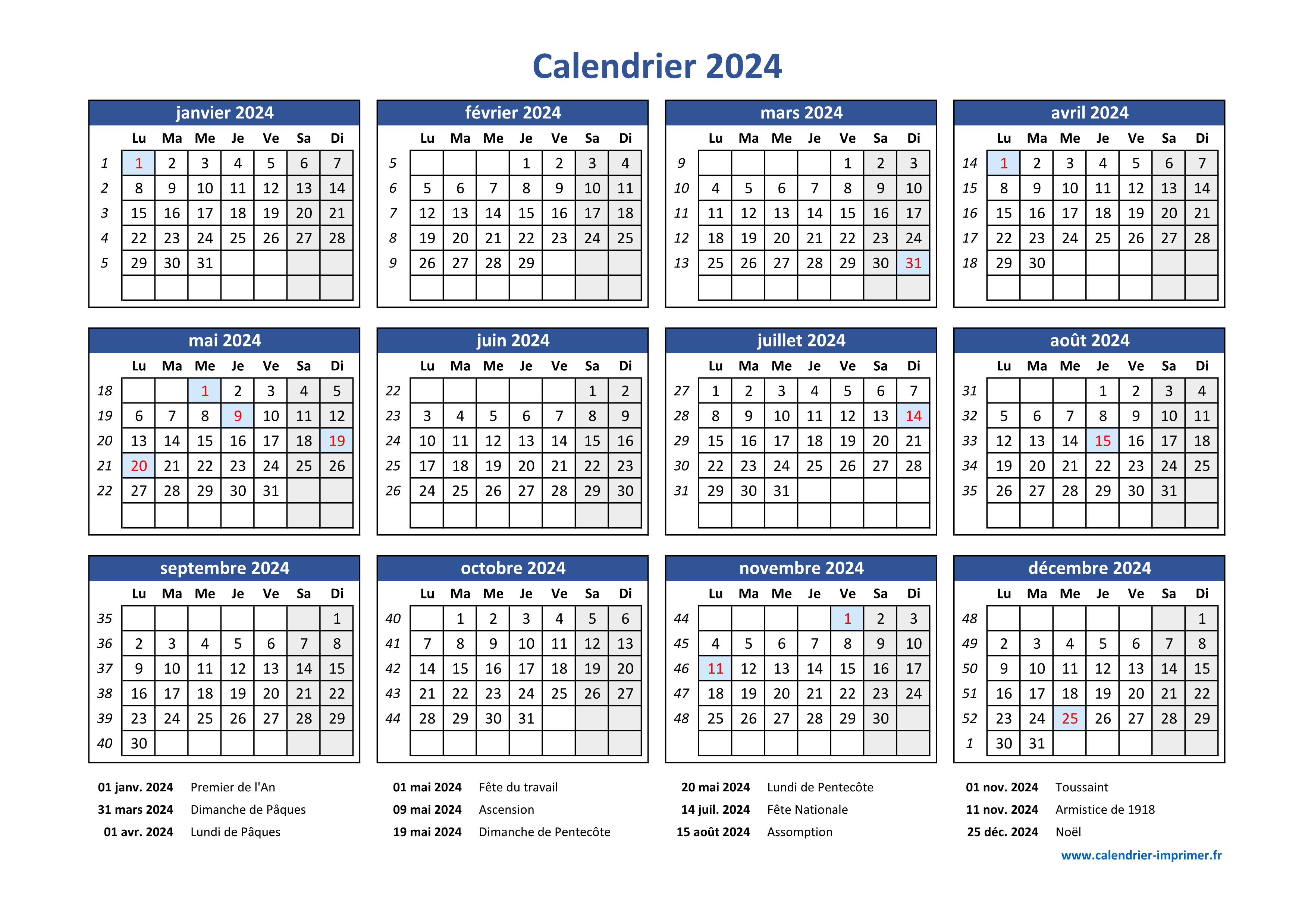 Calendrier photo 2024 gratuit