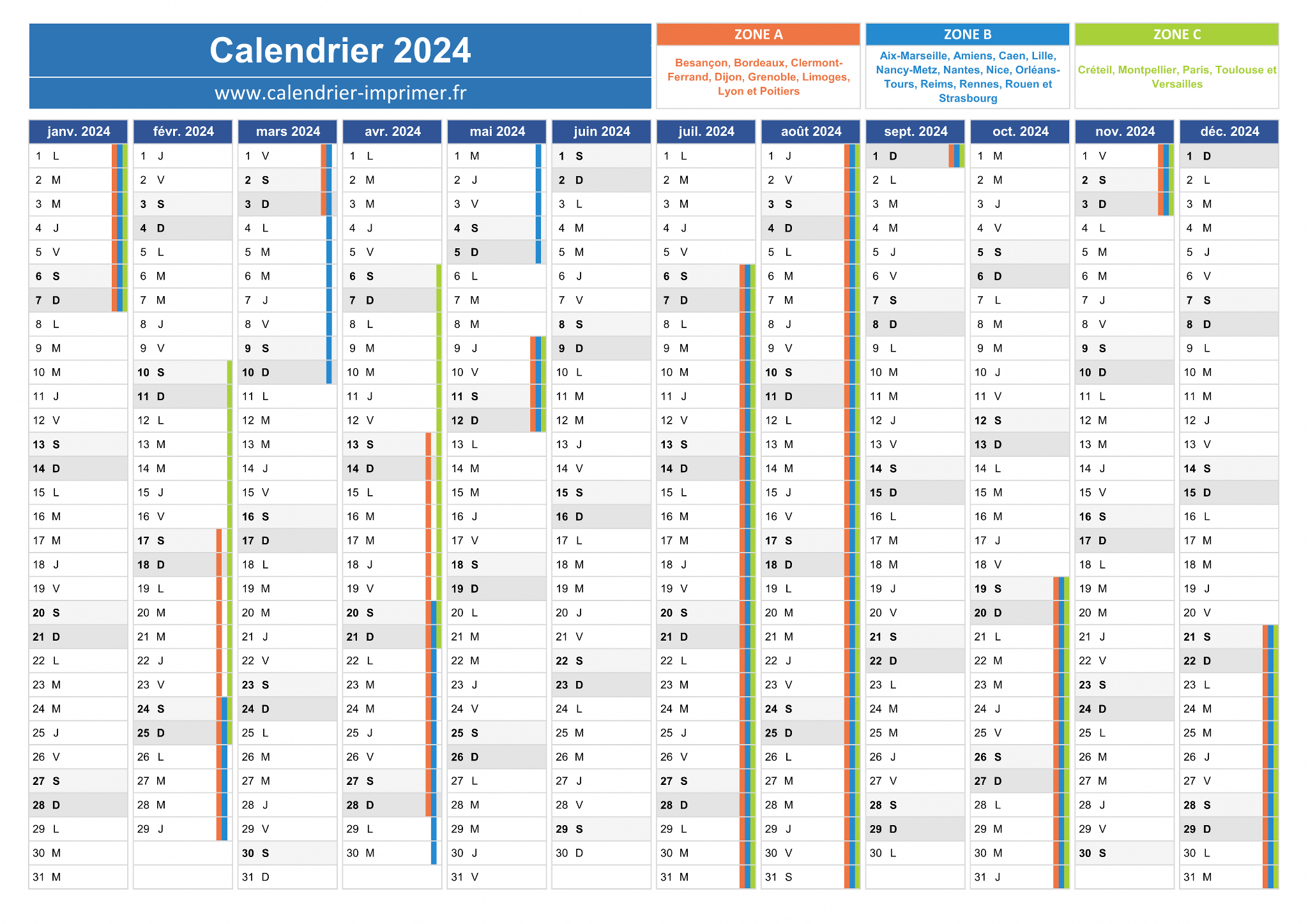 Modèle De Calendrier 2024, Modèle De Calendrier Mensuel Pour L