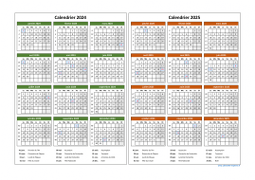 Calendrier Janvier 2024 à Décembre 2025 Horizontal Modèle 04