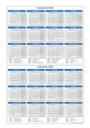 Calendrier Janvier 2024 à Décembre 2025 Vertical Modèle 01