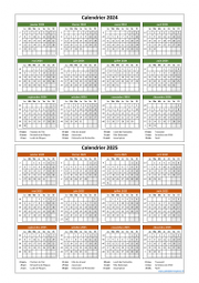 Calendrier Janvier 2024 à Décembre 2025 Vertical Modèle 02