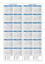 Calendrier Janvier 2024 à Décembre 2025 Vertical Modèle 03