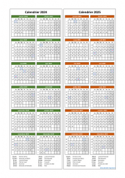 Calendrier Janvier 2024 à Décembre 2025 Vertical Modèle 04