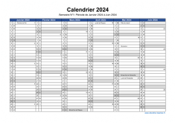 Calendrier Annuel 2024 Semestre Semaines
