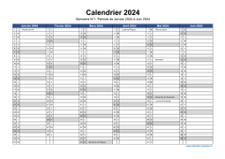 Calendrier Annuel 2024 Semestre