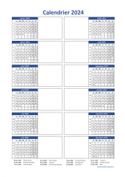 Calendrier Annuel 2024 Vertical 2 Colonnes