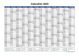 Calendrier Annuel 2024 Vierge