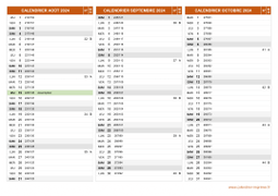 Calendrier pour les mois de Août à Octobre 2024 paysage 2