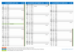 Calendrier scolaire pour Août à Octobre 2024 paysage 2