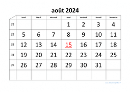 calendrier août 2024