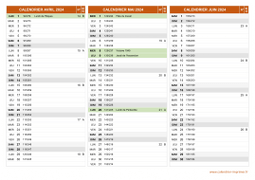 Calendrier pour les mois de Avril à Juin 2024 paysage 2