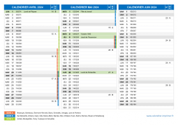 Calendrier scolaire pour Avril à Juin 2024 paysage 2