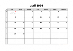 Calendrier avril 2024 modele 03