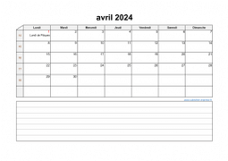 Calendrier avril 2024 modele 07