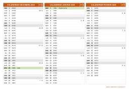 Calendrier pour les mois de Décembre 2024 à Février 2025 paysage 2
