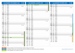 Calendrier scolaire pour Décembre 2024 à Février 2025 paysage 2
