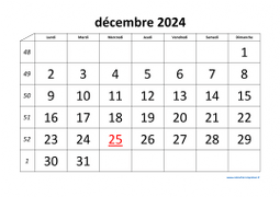 Calendrier décembre 2024 modele 01