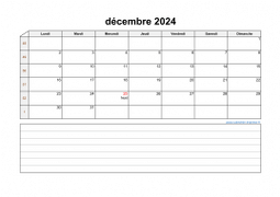 Calendrier décembre 2024 modele 07