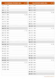 Calendrier pour les mois de Février et Mars 2024 portrait 2