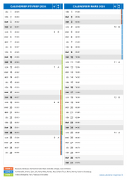 Calendrier scolaire pour Février et Mars 2024 portrait 2