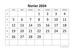 calendrier février 2024