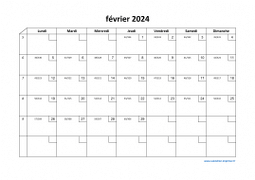 Calendrier février 2024 modele 02