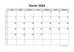 Calendrier février 2024 modele 03