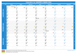 Calendrier scolaire pour Janvier à Mars 2024 paysage 1