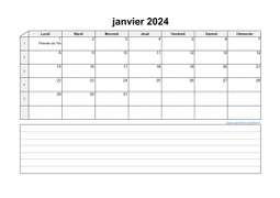 Calendrier janvier 2024 modele 07