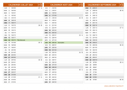Calendrier pour les mois de Juillet à Septembre 2024 paysage 2