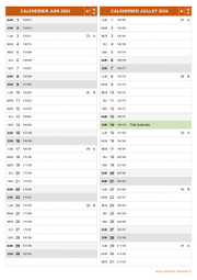 Calendrier pour les mois de Juin et Juillet 2024 portrait 2