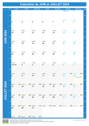 Calendrier scolaire pour Juin et Juillet 2024 portrait 1