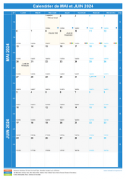 Calendrier scolaire pour Mai et Juin 2024 portrait 1