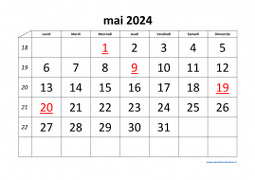 calendrier mai 2024