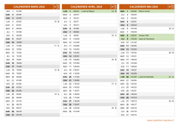 Calendrier pour les mois de Mars à Mai 2024 paysage 2
