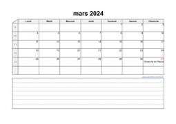 Calendrier mars 2024 modele 07