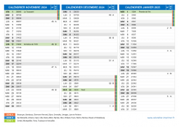 Calendrier scolaire pour Novembre 2024 à Janvier 2025 paysage 2