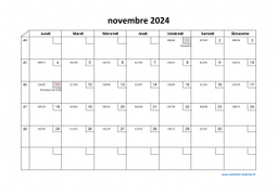 Calendrier novembre 2024 modele 02