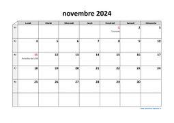 Calendrier novembre 2024 modele 03