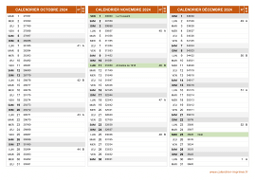 Calendrier pour les mois de Octobre à Décembre 2024 paysage 2