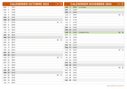 Calendrier pour les mois de Octobre et Novembre 2024 paysage 2