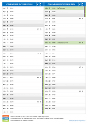 Calendrier scolaire pour Octobre et Novembre 2024 portrait 2