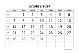 calendrier octobre 2024