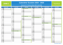 Calendrier scolaire 2024-2025 avec jours fériés - Zone C à imprimer - 2nd semestre