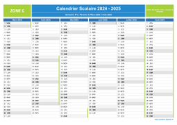 Calendrier scolaire 2024-2025 - Zone C à imprimer - 2nd semestre