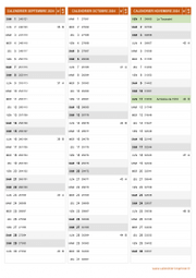 Calendrier pour les mois de Septembre à Novembre 2024 portrait 2