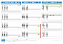 Calendrier scolaire pour Septembre à Novembre 2024 paysage 2